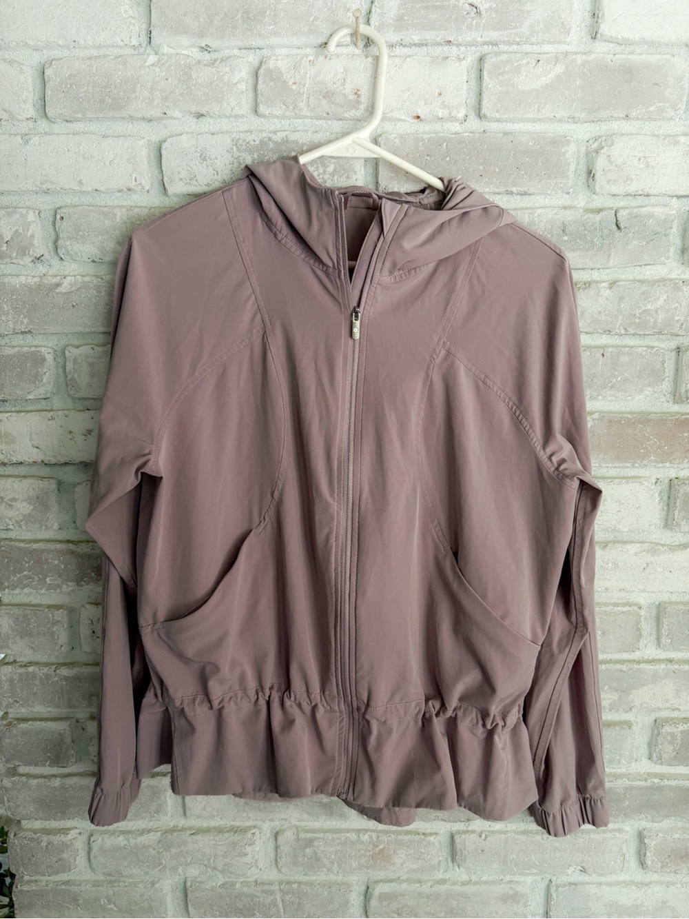 Lululemon Hooded Ruffle Peplum Jacket Lavender Size 6